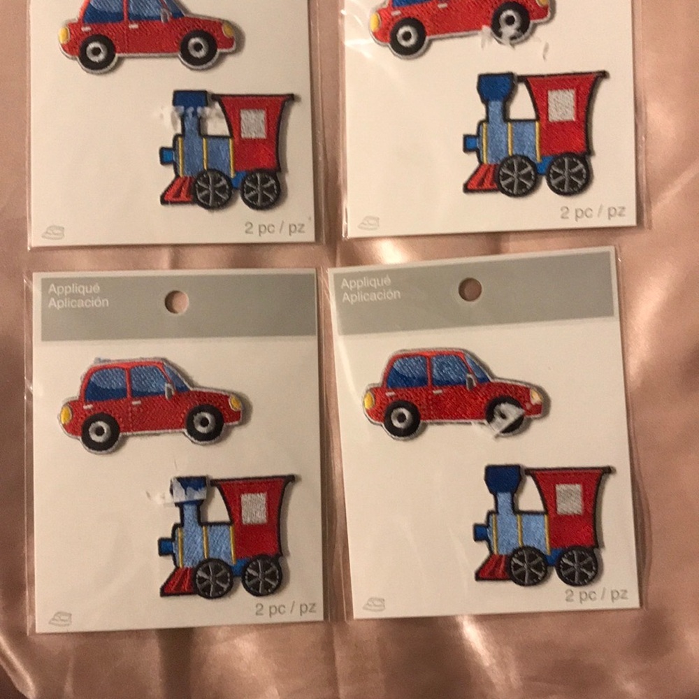 Simplicity Red and Blue Car & Train Iron-On Appliqué Set